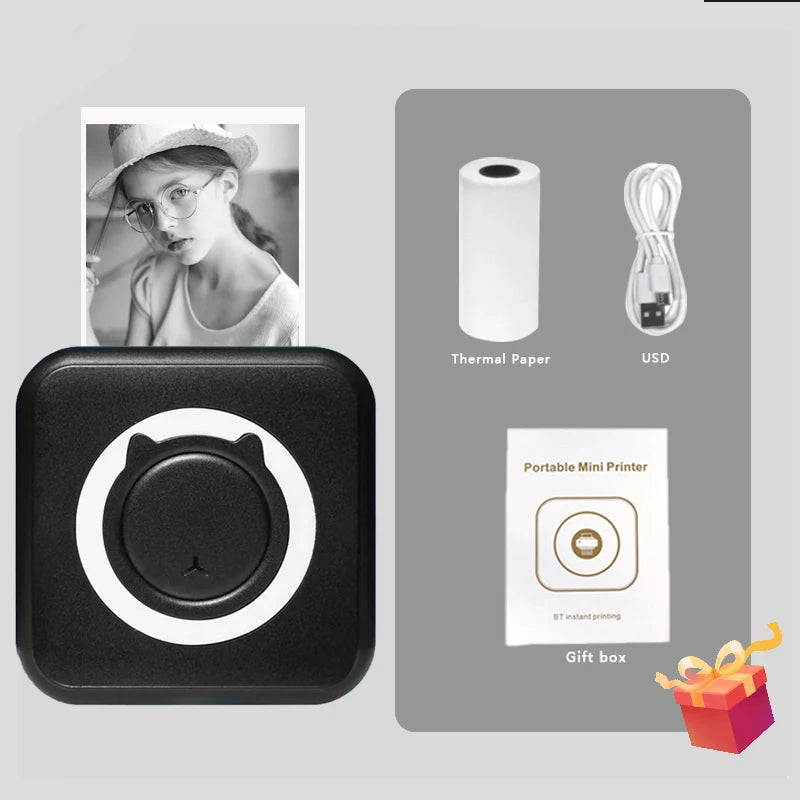 Pocket Wireless Thermal Printer Portable Mini Sticker Maker Machine Rechargeable Inkless Photo Printer For Printing Label Journal Study Notes Memo Photos