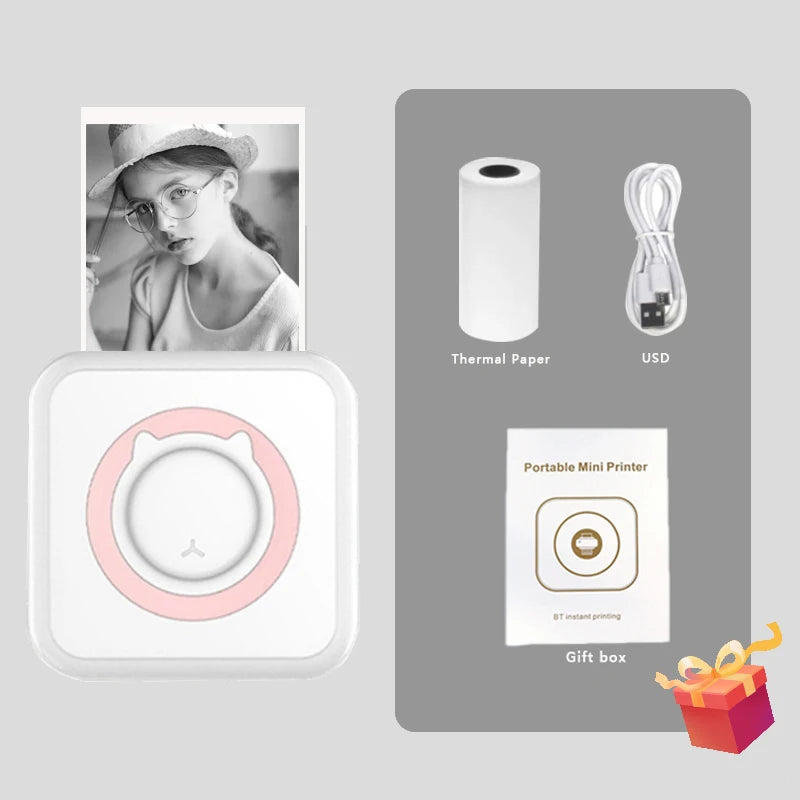 Pocket Wireless Thermal Printer Portable Mini Sticker Maker Machine Rechargeable Inkless Photo Printer For Printing Label Journal Study Notes Memo Photos