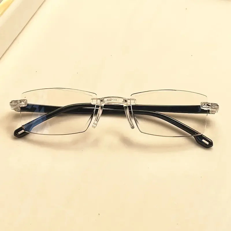 4 PK Mens Rectangular Rimless Blue Light Blocking Reading Glasses Unisex Readers