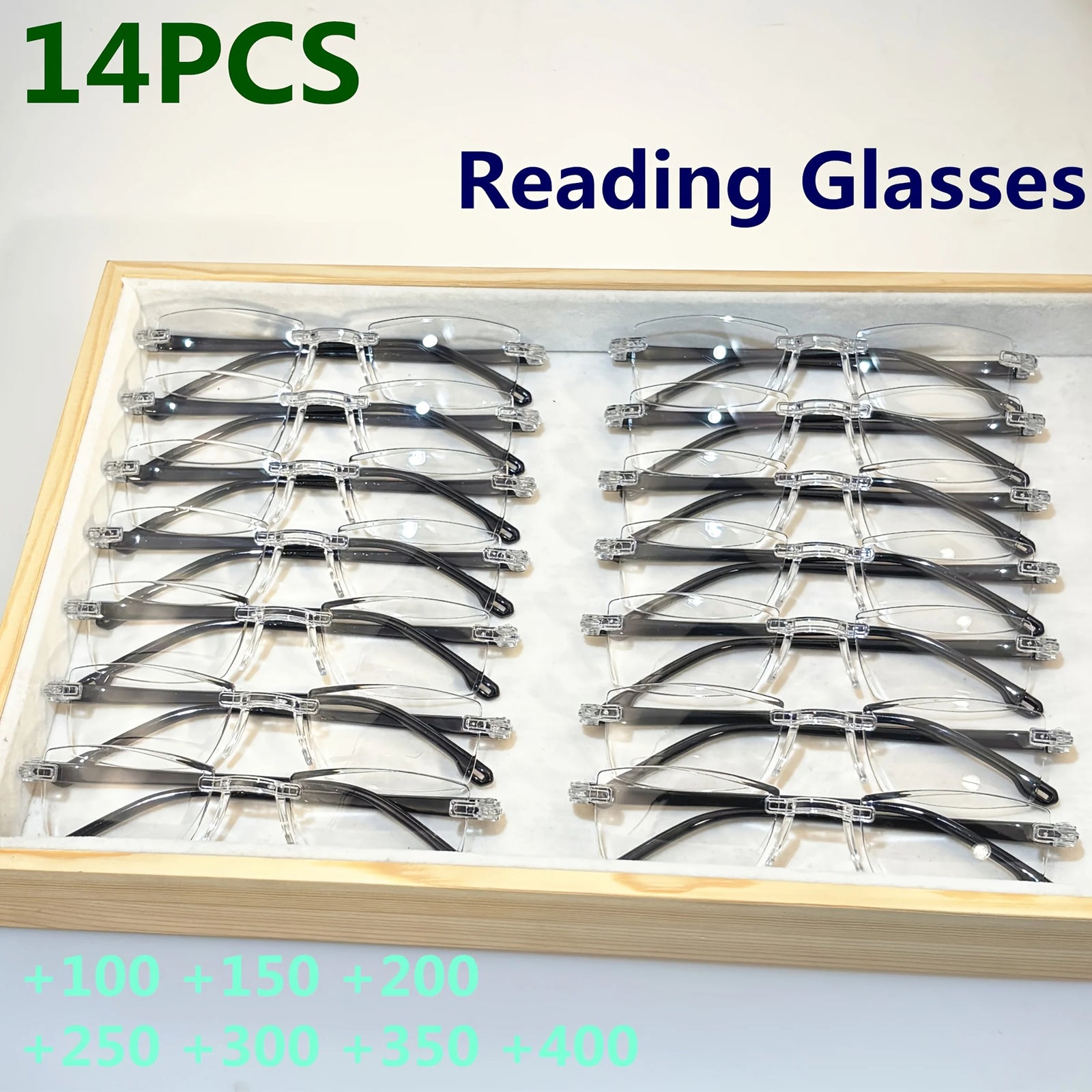 4 PK Mens Rectangular Rimless Blue Light Blocking Reading Glasses Unisex Readers