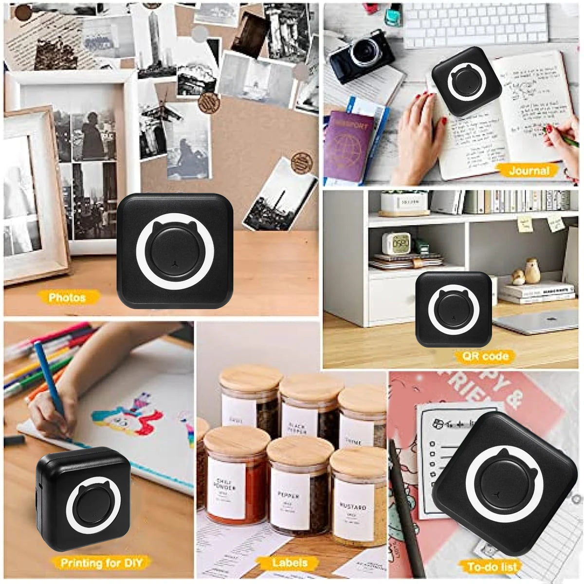 Pocket Wireless Thermal Printer Portable Mini Sticker Maker Machine Rechargeable Inkless Photo Printer For Printing Label Journal Study Notes Memo Photos