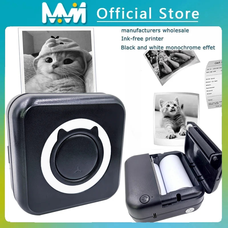 Pocket Wireless Thermal Printer Portable Mini Sticker Maker Machine Rechargeable Inkless Photo Printer For Printing Label Journal Study Notes Memo Photos