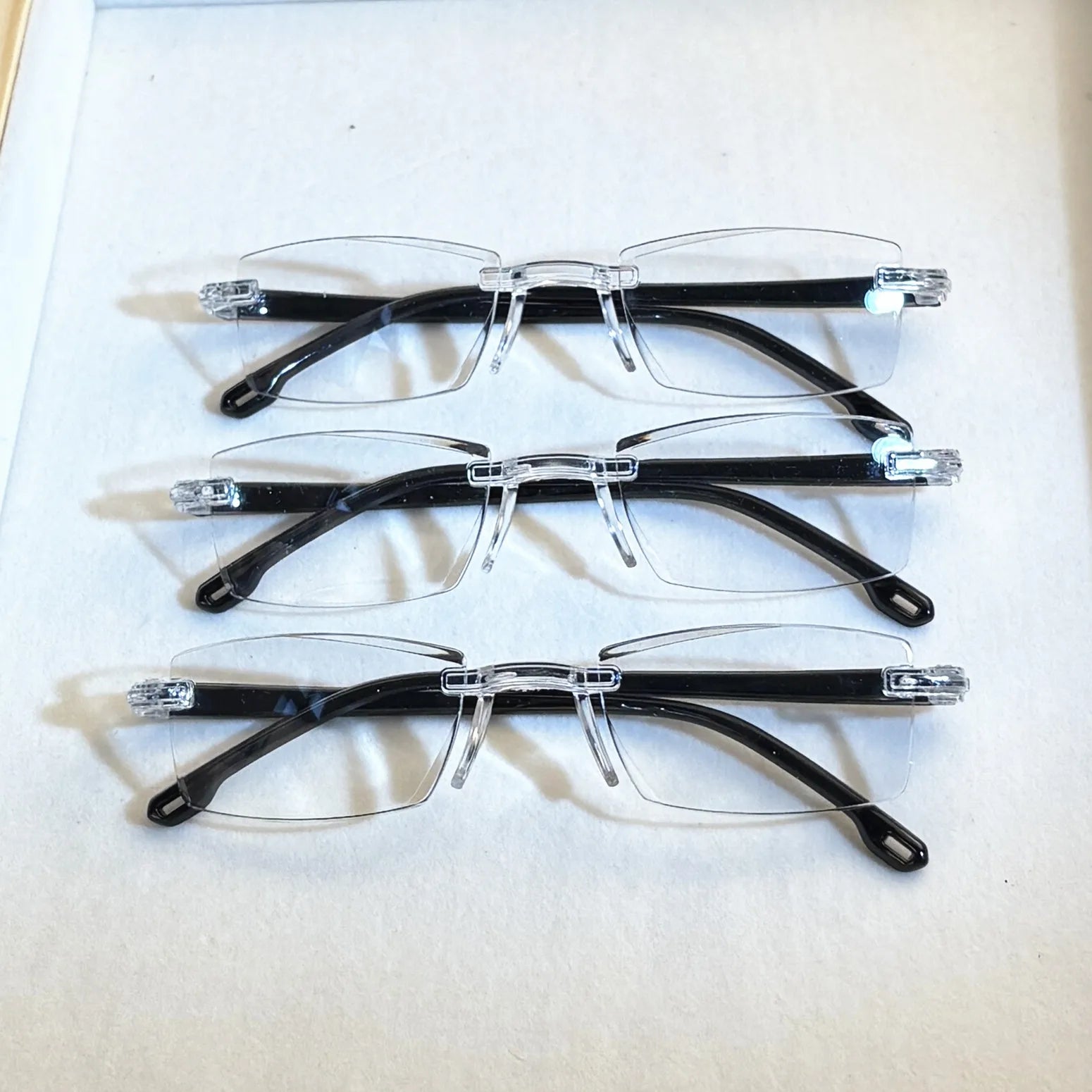 4 PK Mens Rectangular Rimless Blue Light Blocking Reading Glasses Unisex Readers