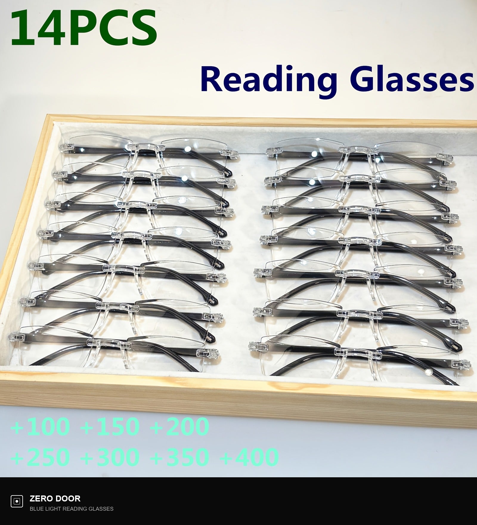 4 PK Mens Rectangular Rimless Blue Light Blocking Reading Glasses Unisex Readers