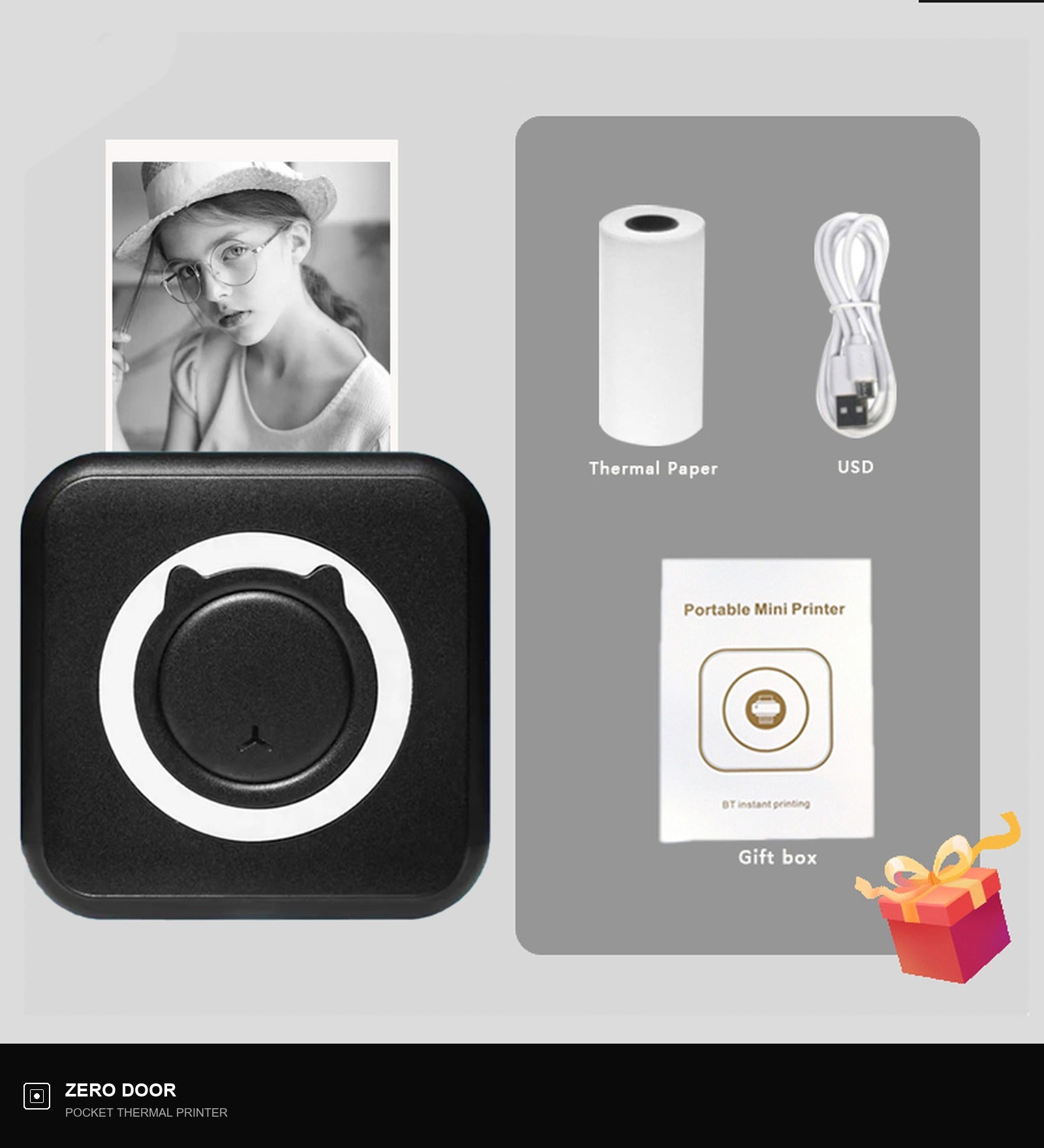 Pocket Wireless Thermal Printer Portable Mini Sticker Maker Machine Rechargeable Inkless Photo Printer For Printing Label Journal Study Notes Memo Photos