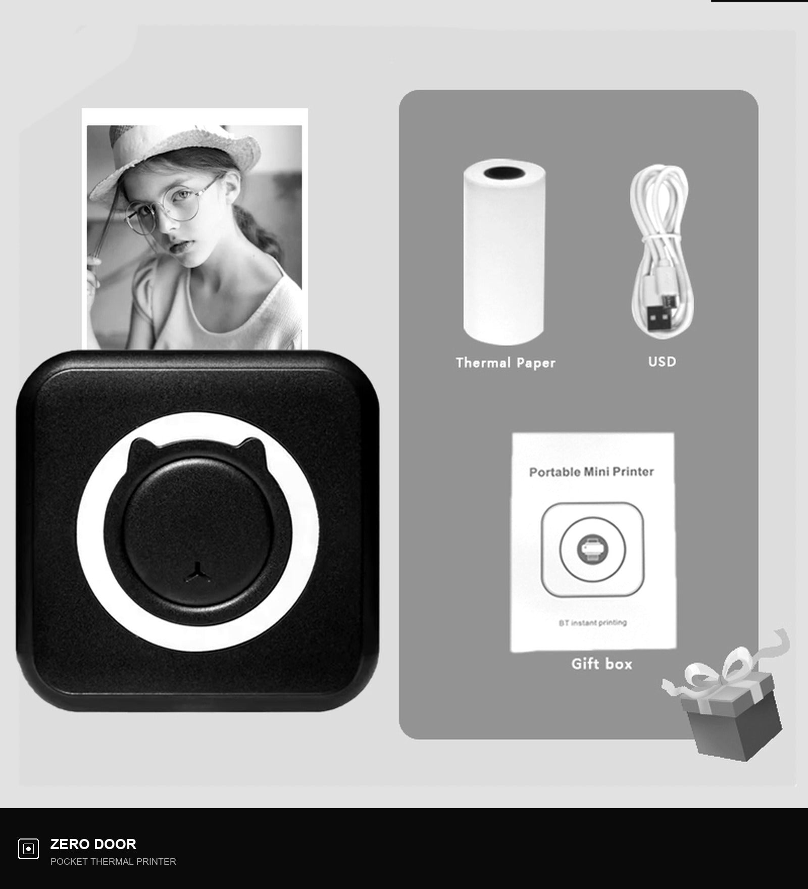 Pocket Wireless Thermal Printer Portable Mini Sticker Maker Machine Rechargeable Inkless Photo Printer For Printing Label Journal Study Notes Memo Photos