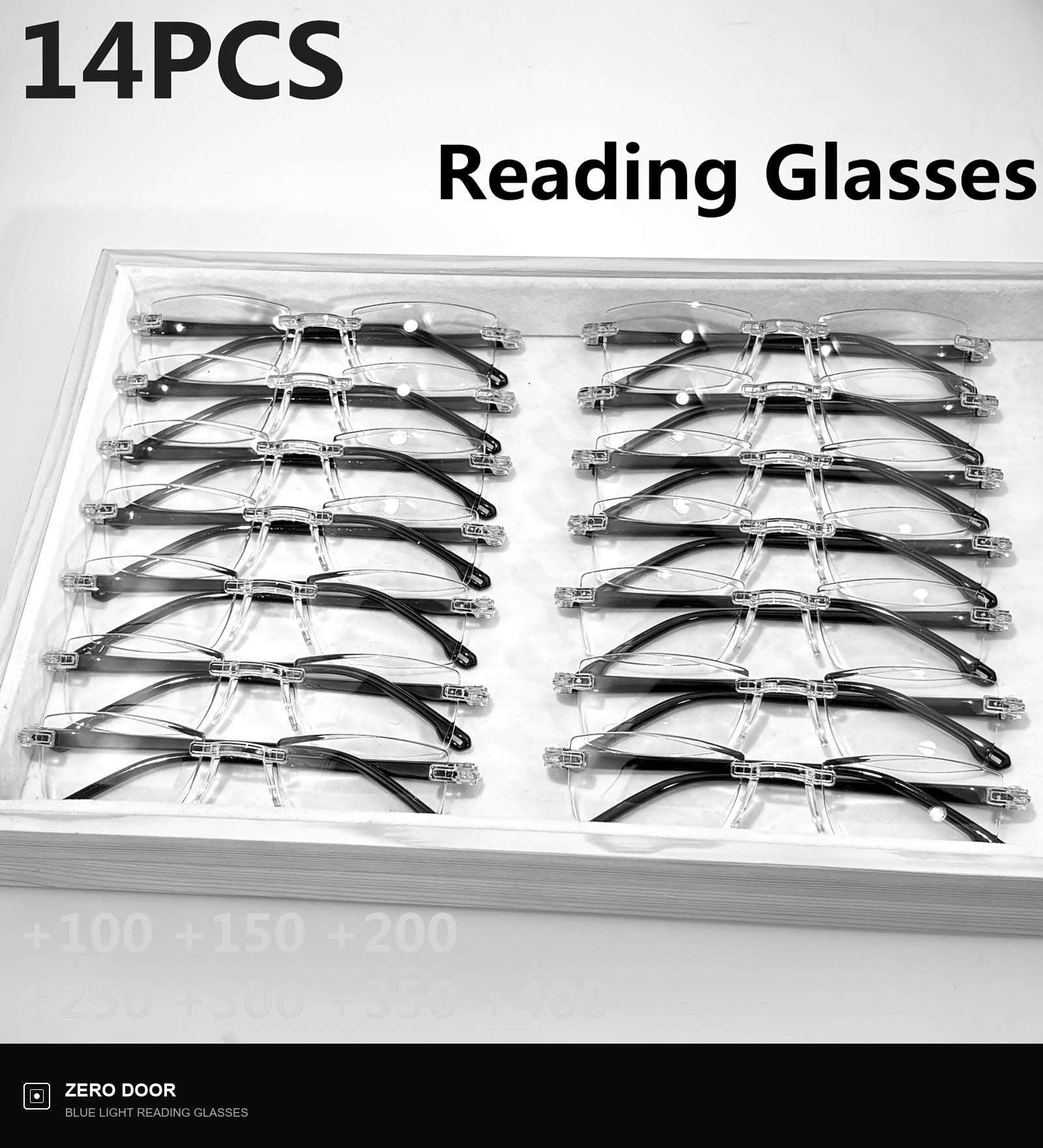 4 PK Mens Rectangular Rimless Blue Light Blocking Reading Glasses Unisex Readers